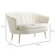 2 Seater Sofa, Modern Velvet Loveseat Sofa, Fabric Small Couch with Petal Backrest and Gold Steel Legs for Living Room, Bedroom,