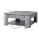 2 Tier Wood Coffee Table Side Table Bottom Storage Shelf  Simple Modern Living Room Grey Wood Grain