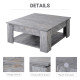 2 Tier Wood Coffee Table Side Table Bottom Storage Shelf  Simple Modern Living Room Grey Wood Grain