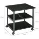 Three-Tier Steel Printer Stand, with Wheels - Black