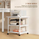 Three-Tier Steel Printer Stand, with Wheels - White