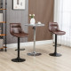 Adjustable Bar Stools Set of 2, Modern Kitchen Stools, 360 Degree Swivel Bar Height Barstools in PU Leather with Footrest, Brown