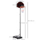 Basketball Hoop Stand Portable Adjustable Height 2.1-2.6m w/ Wheels, Sturdy Rim Stable Base, Black