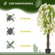 Artificial Realistic White Wisteria Tree Faux Decorative Plant in Nursery Pot for Indoor Outdoor Décor, 160cm