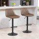 Bar Stools Set of 2, Retro Adjustable Kitchen Stool, Swivel PU Leather Upholstered Bar Chairs with Back, Footrest and Steel Base