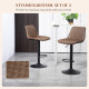 Bar Stools Set of 2, Retro Adjustable Kitchen Stool, Swivel PU Leather Upholstered Bar Chairs with Back, Footrest and Steel Base