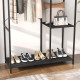 Steel Frame Clothes Storage Rack, with Shelves - Black