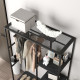 Steel Frame Clothes Storage Rack, with Shelves - Black