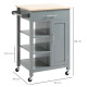 Compact Kitchen Trolley Utility Cart on Wheels with Open Shelf &amp; Storage Drawer for Dining Room, Kitchen, Grey