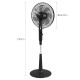 Three Mode Pedestal Fan, with Insect Repellant Box and LED Panel - Black