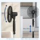 Three Mode Pedestal Fan, with Insect Repellant Box and LED Panel - Black