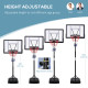 1.55-2.1m Basketball Hoop and Stand w/ Fillable Base, Wheels