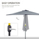 Outsunny 2.7m Garden Half Parasol, Outdoor Balcony Umbrella with 5 Steel Ribs, Patio Sun Shade, Grey