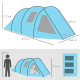 Outsunny 3-4 Man Tunnel Tent, Two Room Camping Tent with Windows and Covers, Portable Carry Bag, for Fishing, Hiking, Sports, Fe