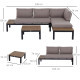 Outsunny 3 Pieces Garden Furniture Sets, Aluminium Outdoor Corner Sofa set with 2 Loveseat and Coffee Table with Cushions for Pa