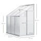 Outsunny 6 x 4ft Lean to Wall Polycarbonate Greenhouse Aluminium Walk-in Garden Greenhouse with Adjustable Roof Vent, Rain Gutte