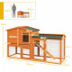 PawHut Two-Tier Rabbit Hutch with Run, Ramp, Slide-Out Tray, for Garden - Orange