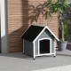 PawHut Outdoor Dog Kennel, Wooden Dog House, with Removable Floor, Anti-Corrosion Wood, for Medium Dogs,  82H x 75W x 88Dcm