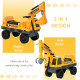 2 in 1 Ride on Excavator Digger No Power Detachable Digging Bucket and Grab Bucket Music Light for 2-3 Years Old