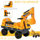 2 in 1 Ride on Excavator Digger No Power Detachable Digging Bucket and Grab Bucket Music Light for 2-3 Years Old