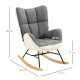 Soft Padded Rocking Wingback Armchair, with Wooden Legs - Grey/Cream