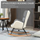 Soft Padded Rocking Wingback Armchair, with Wooden Legs - Grey/Cream