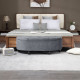 Velvet-Feel Half Circle Storage Ottoman - Dark Grey