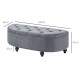 Velvet-Feel Half Circle Storage Ottoman - Dark Grey