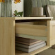 Set of Two Rattan Panel Floating Bedside Tables - Wood-Effect