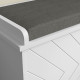 10-Shoe Storage Bench, with Padded Top Seat - White/Grey