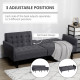 Upholstered Click Clack Sofa Bed, Linen-Feel 3 Seater Sofa Bed with Storage and Cupholders, Grey