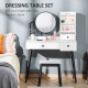 Dressing Table Set with Mirror and Stool, Vanity Makeup Table with 3 Drawers and Open Shelves for Bedroom, Living Room, White