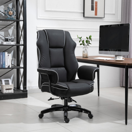 Vinsetto Executive Office Chair, PU Leather High Back Desk Chair with Height Adjustable, Reclining Swivel Computer Chair for Hom