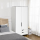 Wardrobe with 2 Doors, 2 Drawers, Hanging Rail, Shelves for Bedroom Clothes Storage Organiser, 89x50x185cm, White