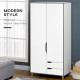 Wardrobe with 2 Doors, 2 Drawers, Hanging Rail, Shelves for Bedroom Clothes Storage Organiser, 89x50x185cm, White