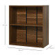 2 Tier Bookshelf, Low Bookcase with Adjustable Shelf, 2 Compartments for Home Office, Living Room, Study, Walnut