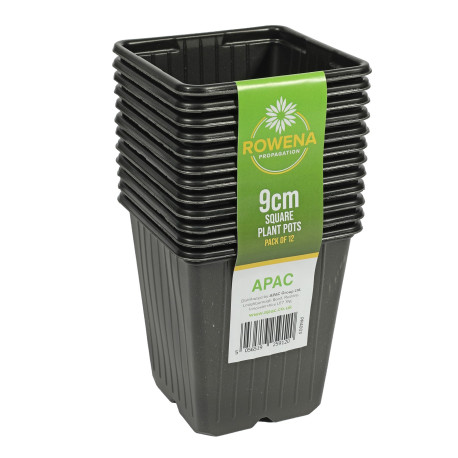 9cm Square Black Plant Pots (pack of 12)