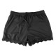 Womens Ladies Elastic Waist Drawstring Lace Hem Beach Shorts Pants Black - XL