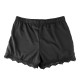 Womens Ladies Elastic Waist Drawstring Lace Hem Beach Shorts Pants Black - XL