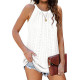 Girls Summer Halter Loose Vest Tank Tops Blouse Ladies Casual Sleeveless Shirt - M White