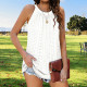 Girls Summer Halter Loose Vest Tank Tops Blouse Ladies Casual Sleeveless Shirt - M White