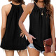 Girls Summer Halter Loose Vest Tank Tops Blouse Ladies Casual Sleeveless Shirt - 3XL Black