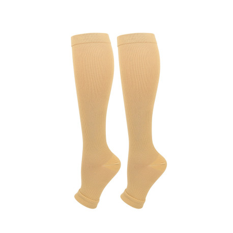 Open Toe Medical Compression Socks for Women Men Size XXL - Beige