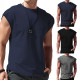 Mens Vest Tops Sleeveless Shirts T-Shirt Oversized Tee for Summer Gym Sports - Navy Size 2XL