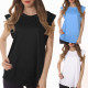 Ladies Crewneck Tank Tops Sleeveless Vests for Women Summer - Black Size XL