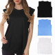 Ladies Crewneck Tank Tops Sleeveless Vests for Women Summer - Black Size XL