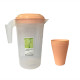 2400ml Transparent Plastic Water Juice Jug with Cups - Random Colour