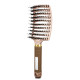 Natural Boar Bristle Detangling Nylon Brush Large Curved Curly Hair Styler - Gold