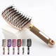 Natural Boar Bristle Detangling Nylon Brush Large Curved Curly Hair Styler - Gold