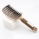 Natural Boar Bristle Detangling Nylon Brush Large Curved Curly Hair Styler - Gold